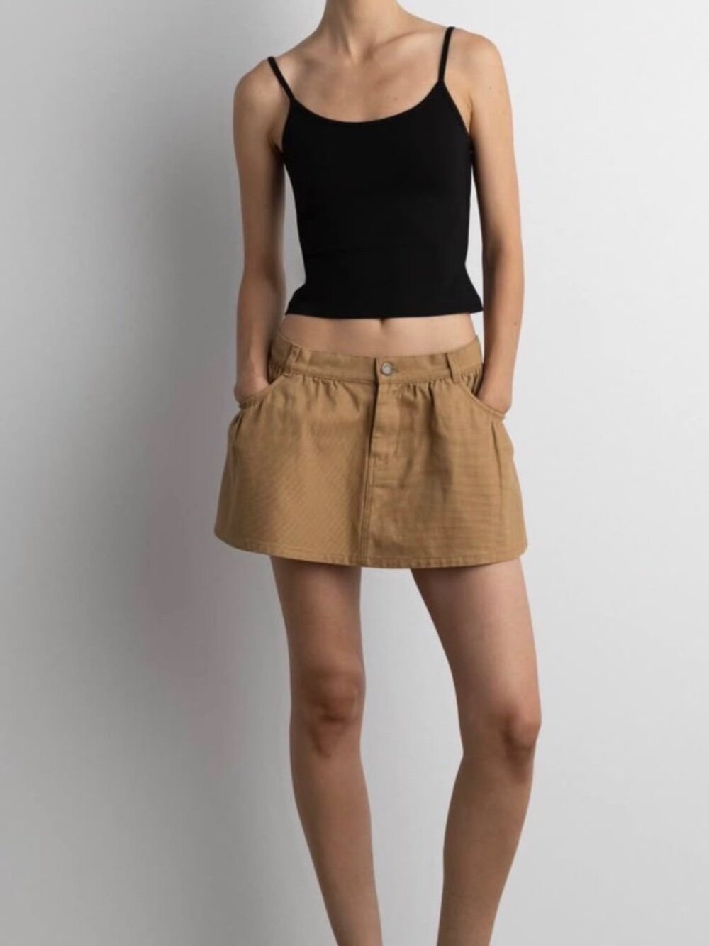 OAK + FORT A-Line Mini Skort in Dark Beige - XS